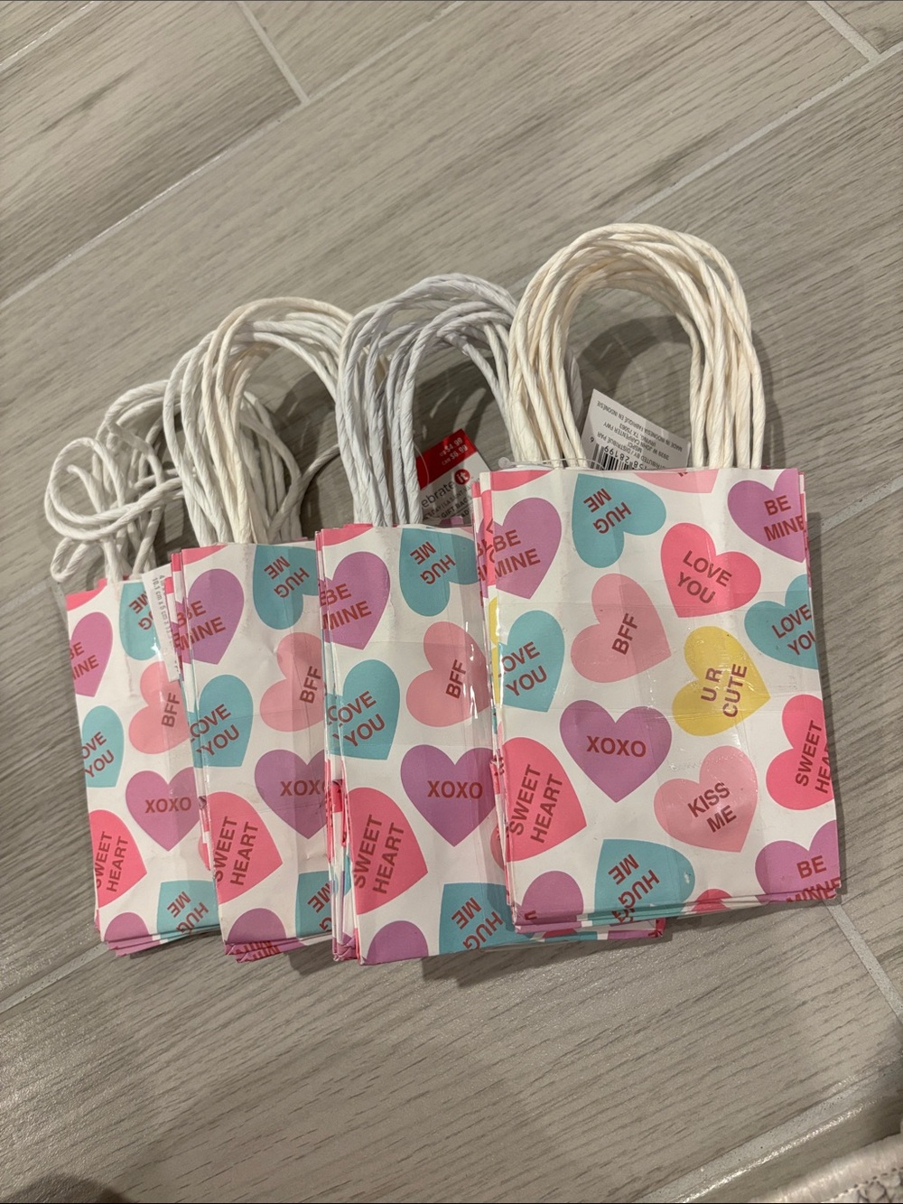 Celebrate It Pastel sweet Tart Conversation Heart Mini Gift Bags 24pieces